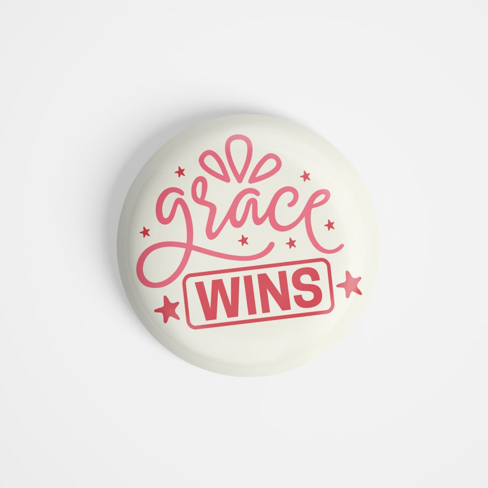 dhcrafts Round Fridge Magnet Yellow God Jesus Grace Wins Glossy Finish Design Pack of 1 (58 mm)